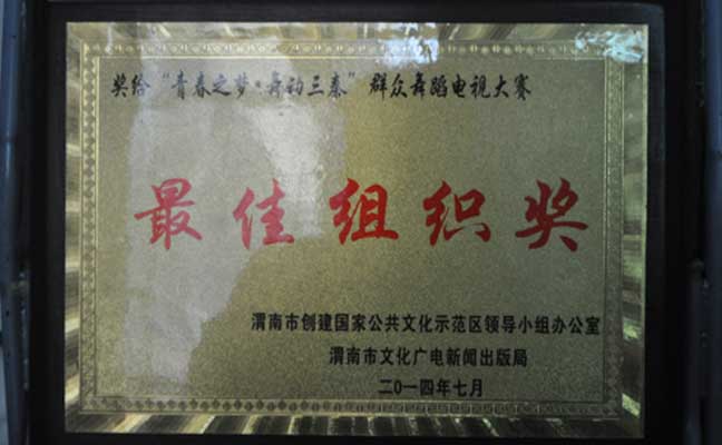 2014年荣获“青春之梦•舞动三秦”群众舞蹈电视大赛最佳组织奖